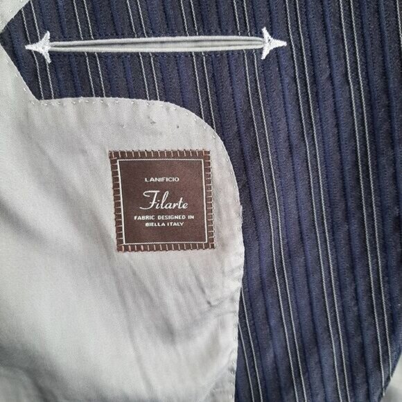 PAUL BETENLY Biella Italy Blazer Jacket Pin-Stripe Navy Men's Sz 44 L - Picture 13 of 16